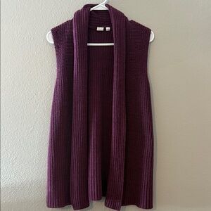 GAP Long Sleeveless Knit Sweater Vest Cardigan Shawl Collar Medium